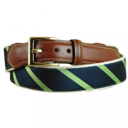 Silk Rep Stripe Belt with Brass British Square